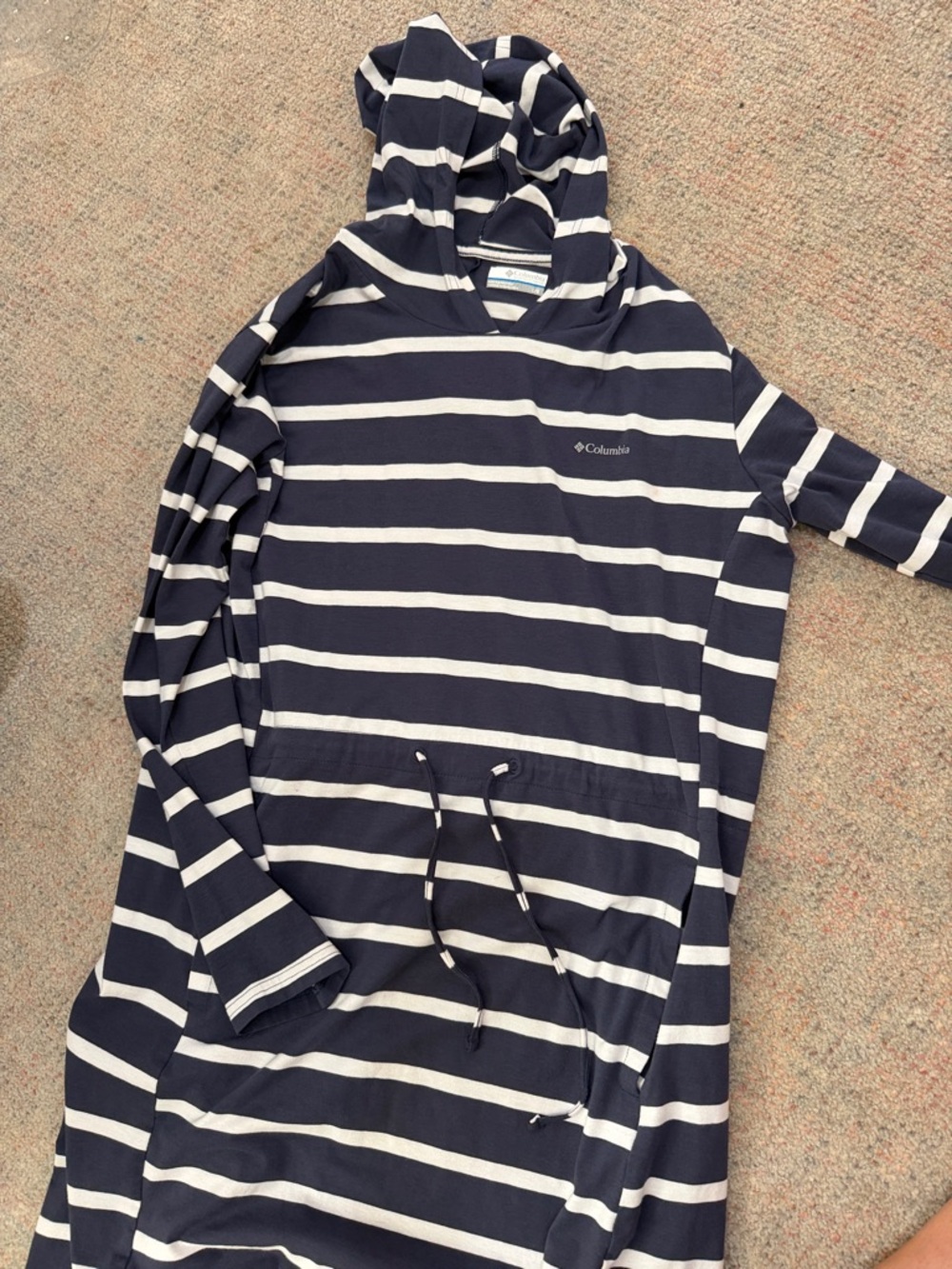 Columbia Navy and White Striped Hooded Dress